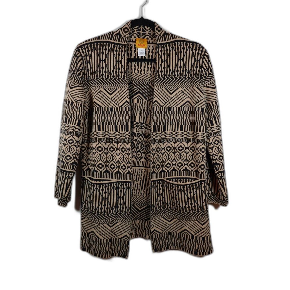 Boho Womens Cardigan Size M Petite Geometric
